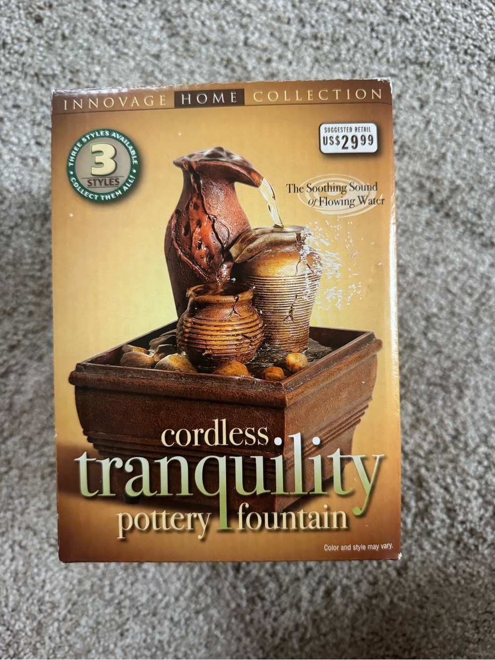 Innovage Tranquility Cordless Pottery Fountain - Brown